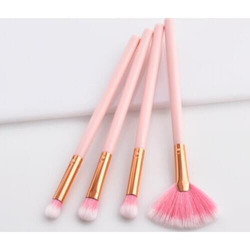 4pcs makeup brushes set makeup tools pink color wooden handle fan brush