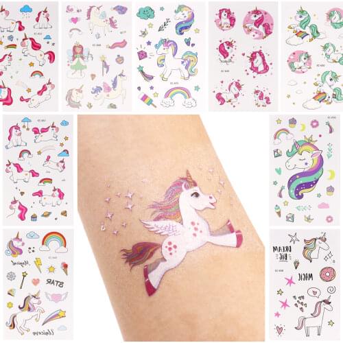 7.5x12cm Unicorn Temporary Tattoo Bachelorette Party Decoration Body Sticker Wedding Bridesmaid Team Temporary Tattoo Sticker
