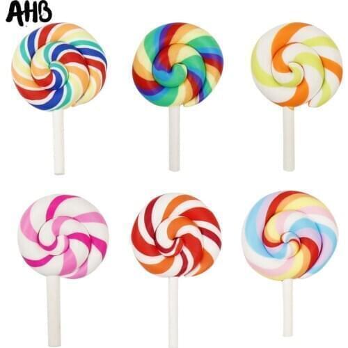 AHB Sweet Candy Patch Soft Clay Lollipop Cabochons Handmade Embellishment Resin Material DIY Hair Bow Phone Decorative Supplier