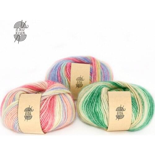Free Shipping 50g/ball 70% Cotton Yarn 30% Acrylic Soft Colorful Section Dyed Yarn Handmke Babys Outfit Shoes Scarf Gloves