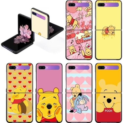 Winnie The Pooh Case For Samsung Galaxy Z Flip 6.7" Flip3 5G Black PC Hard Phone Cover Segmented Protect Coque