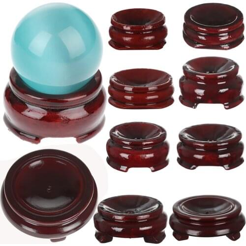 Natural Wood Crystal Ball Globe Base Wooden Miniature Display Stand Retro Statue Pedestal Magic Sphere Wood Holder Home Decor