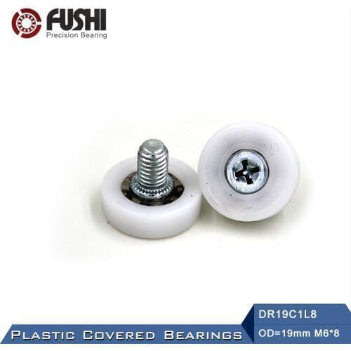 DR19C1L8 Screw Pulley Bearing 6*19*6 mm ( 2 PCS ) Doors and Windows Roller Mute Wheel POM 626 M6*8 Plastic Covered Bearings