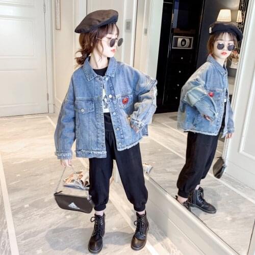Print Jeans Children Spring Autumn Coats Girls Boys Jackets Girls Top Sports Outfits Toddler Teenage Children High Quality