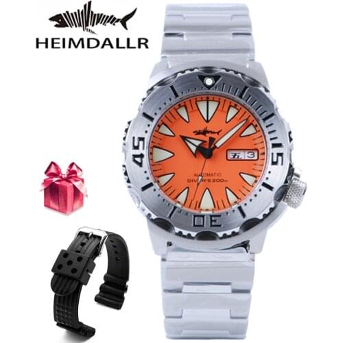 HEIMDALLR Vintage Monster Diver Watch Men Sapphire Luminous 200M Waterproof NH36 Black Mechanical Automatic Watches Mens 2020
