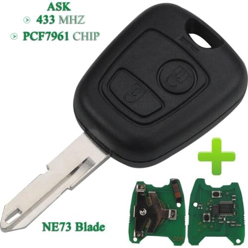 Bilchave 5pcs 2 Buttons ASK 433Mhz Remote Key Fob For PEUGEOT 206 With PCF7961 Transponder Chip NE73 Unct Blade Replacement