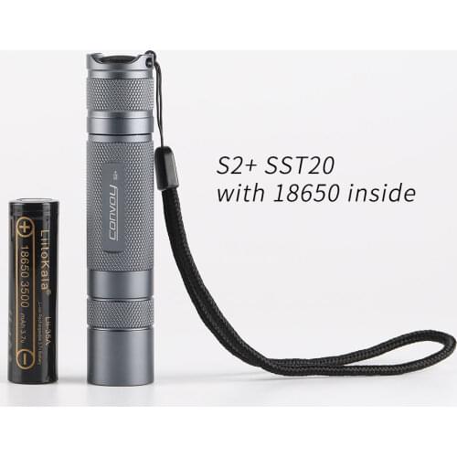 Convoy S2+ with luminus SST20,DTP copper plate,ar-coated glass lens,7135 biscotti firmware,18650 flashlight ,with 18650 battery