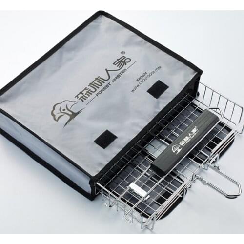 Barbecue Grilling Basket Wood handle Adjustable Folding BBQ Basket Steak Fish Corn Vegetable Grill Net Rack Mesh BBQ Accessories