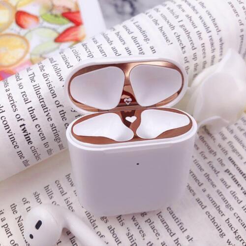 Have LOGO Earphone Sticker For Apple AirPods Box Foil Dust Protective Luxury Metal Dust-Proof Stickers for AirPods 1 2 Case Skin