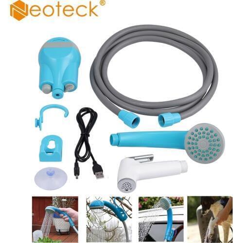 Neoteck Wireless Portable Outdoor USB Rechargeable Shower Head Water Nozzle Sport Travel Caravan Van Car Washer Camping Shower