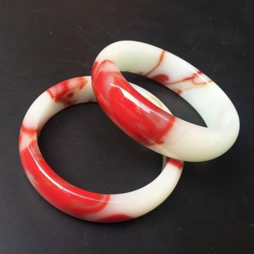 Natural Colorful Jade Hand-carved Wide Band Bracelet Fashion Boutique Jewelry Men and Women Chicken Blood Red Bracelet