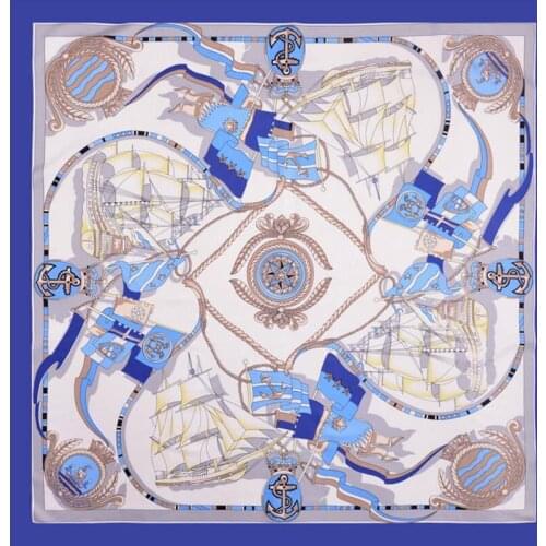 New European and American style hand-painted sailboat travel silk generous scarf ladies silk scarf shawl scarf headscarf