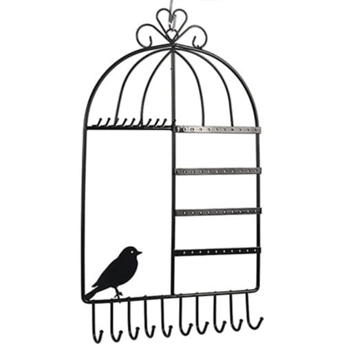 Jewelry Organizer for Display Jewelry Stand for Hanging Rings Earrings Wall Mounted Vintage Inspired Birdcage Jewelry Organizer