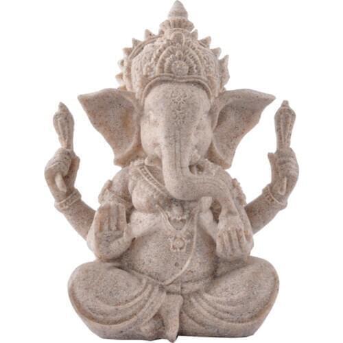 Indian Lord Ganesha Statue Sculpture Sandstone Elephant God Small Buddha Figurine for Home Tabletop Decor Great Collection