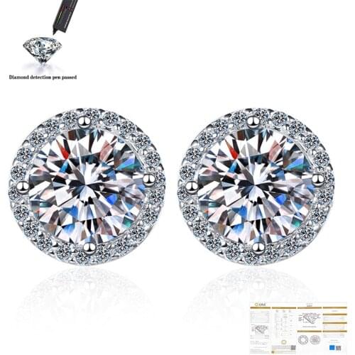 VVS1 Round Cut Total 1.0ct Diamond Test Passed Moissanite 925 Sterling Silver Earring Fine Jewelry Girlfriend Gift