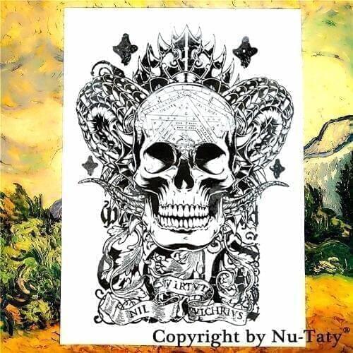 SHNAPIGN Skeleton King Temporary Tattoo Body Art Flash Tattoo Stickers 21*15cm Waterproof Car Styling Home Decor Wall Sticker