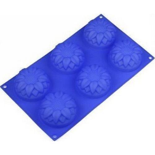 6 SunFlowers Silicone Cake Baking Mold Cake Pan Muffin Cups Handmade Soap Moulds Biscuit Chocolate Ice Cube Tray DIY Mold