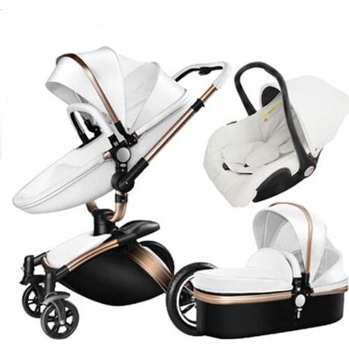 High-landscape Baby Stroller Shock Absorption Bidirectional Reclining Folding Three-in-one Basket Stroller Egg-shaped 360-degree