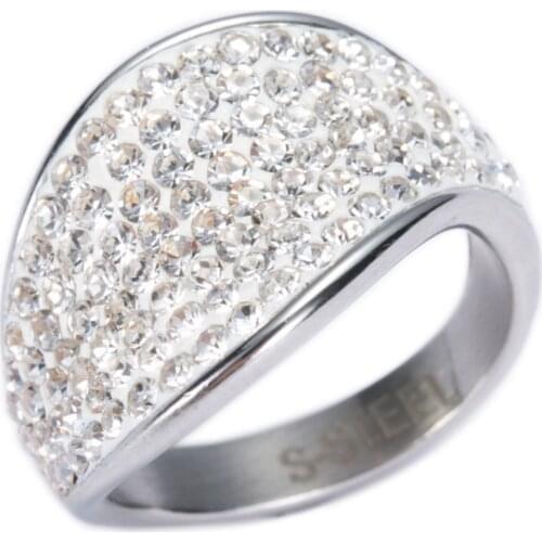 Stainless steel Jewelry Rings for Women Bijoux Row Drilling Line Party Rings with Austrian Crystal Best Gift