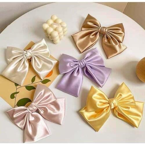 Women girls Sweet Alloy fabric Hair Bow clips hairpins Solid color hair Barrettes headband Scrunchies Hair accessories for girls