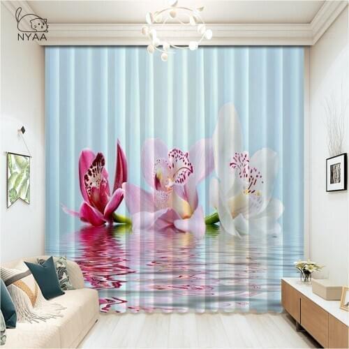 3D European Retro Flowers Nordic Style Curtains Living Room Curtain For Bathroom Decoration Blackout Curtains Blue Micro Shading