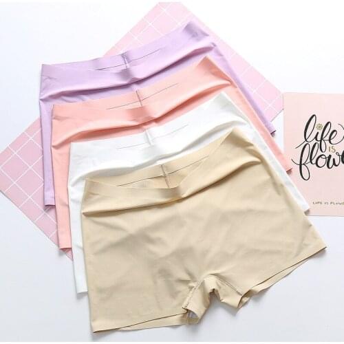 Womens Safety Short Panties Ice Silk Underpant Seamless Summer Anti-glare Ladies Pants Girl Boxer Briefs Cozy Female Underwear
