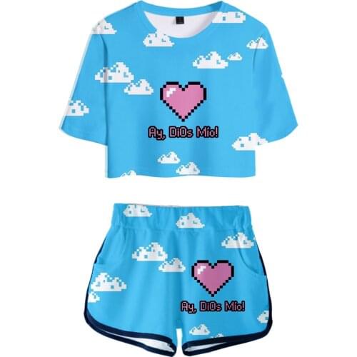 2020 Karol G 3D Printed Women Two Piece Set Fashion Summer Short Sleeve Top+Shorts Fashion Streetwear Clothes