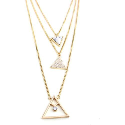 Multilayer Punk Triangle Pendant Necklace For Women 2019 Crystal Long Necklaces With Gold Silver Plated Chain Jewelry SNE160048