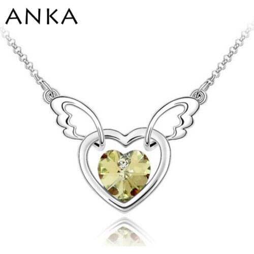 ANKA Collier Collares Mujer Fashion Colourful Austria Crystal luxury Wing Heart Pendant Necklace Crystals from Austria #87199