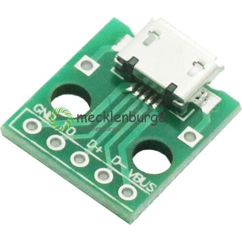 10 pieces. MICRO USB to Dip Adapter 5pin female Connector b Type PCB Converter Pinboard 2.54
