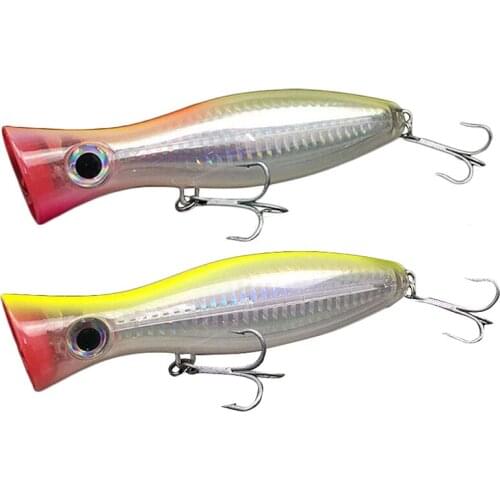 2 Pcs Popper Fishing 3D Augen with Treble Hooks 12cm 42G Topwater Hard Lure Soft Plastic Isca Artificial Fishing Lure Tackles, 1