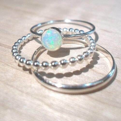 3pcs\set New Vintage Opal Knuckle Rings Set for Women Geometric Pattern Flower Rings Wedding Party Bohemian Jewelry