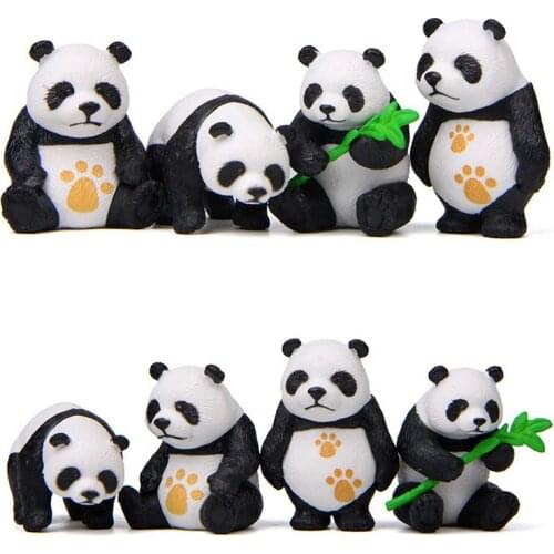 4 PCS/LOT Mini Panda Baby Model Doll Pandas Figure Toys DIY Micro Landscape Decoration Fleshy Gardening Display