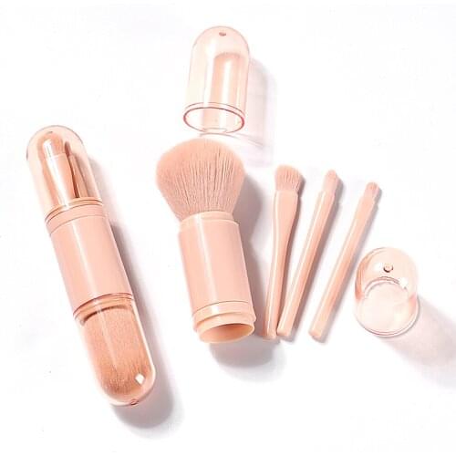 4 In 1 Retractable Makeup Brush Portable Mini Facial Eye Contour Makeup Brush Beauty Tool