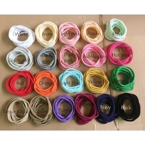 700 pcs/lot, New Solid Color Nylon Elastic Headbands Super Soft Stretchy Nylon Headbands, one size fits most