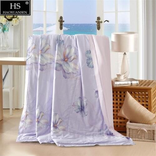 Animation Floral Tencel 500 Thread Count Fabric Thin Quilt Summer Comforter Adult Double Bed Cover Queen King Size soft Blanket