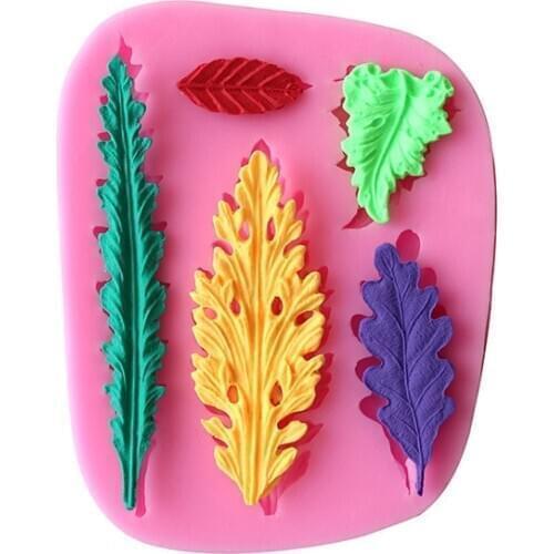Free Shipping Kitchen DIY Creative 3D Liquid Silicone Mold Fondant Cake Decorated Chocolate Cake Mold Leaves A757
