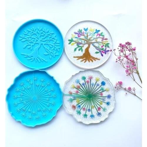 DIY Dandelion Tree of Life Coaster Resin Molds Cup Mats Silicone Mold