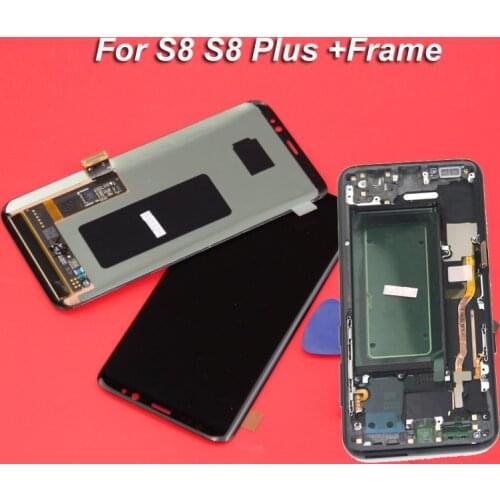For SAMSUNG Galaxy S8 Display S8 Plus G950 G950F G955 G955F Touch Screen Digitizer Assembly with Frame