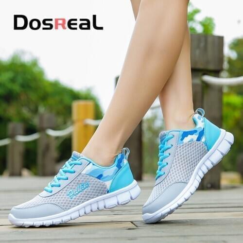 Dosreal Women Casual Shoes Women Embroider Fashion Sneakers Spring Breathable Mesh Female Shoes Light Ladies Flats Shoes Big