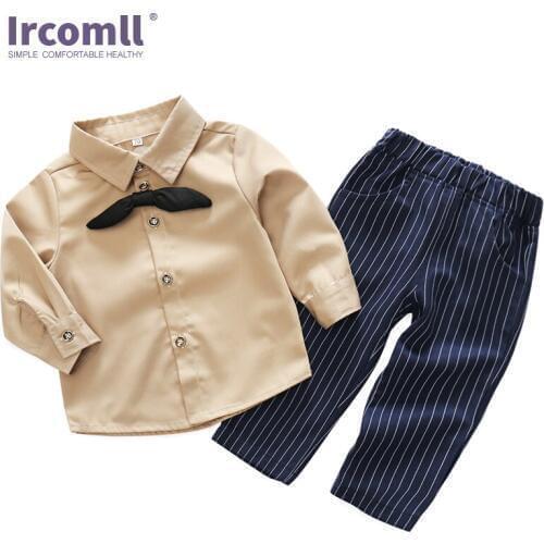Ircomll Fashion Kids Boy Clothes Set Infant Formal Clothing Bow Tie long Sleeve Shirt + Long Pants Toddler Boys Gentleman Suit