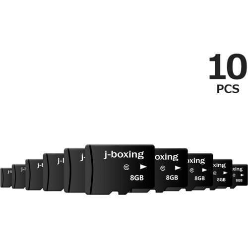 J-boxing 8gb C10 Class10 Memory card TF Card UHS-I HD Real Capacity flash card 10PCS/Pack 8 GB + Adapter for Cellphone Camera
