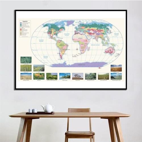 60x90cm Fine Canvas Spray Painting The World Decor Map For Living Room Office Wall Art Decor Painting