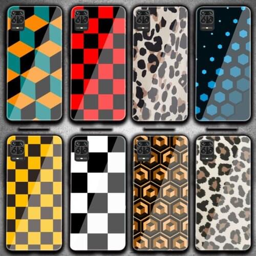 Checkered Black And White Leopard Print Phone Case For Redmi 4X 5 5plus 6 6A Note 4 5 6 6pro 7 Xiaomi 6 Note 3 Tempered Glass
