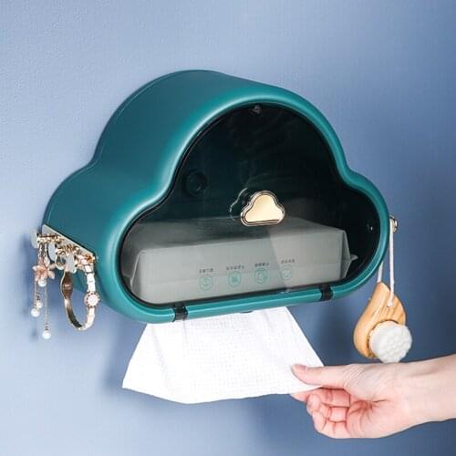 Cloud Shape Tissue Box Bathroom Wall Mounted Multifunction Storage Box Waterproof Paper Holder Face Towel Organizer Case