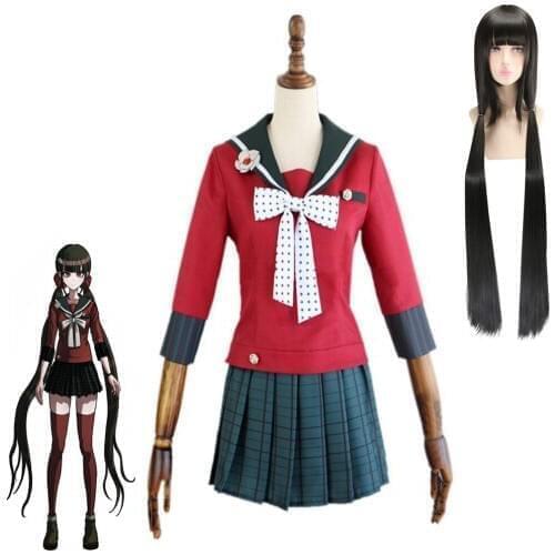 Anime Danganronpa V3 Killing Harmony Harukawa Maki School Uniform Cosplay costume set and wig halloween party costume