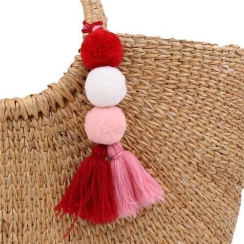Colorful Keychain Tassel Pompom Pendant Key chain Accessories Key ring Women Bag Car Jewelry trinket