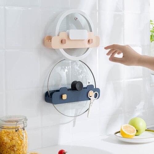 Pot Lid Holder Wall-Mounted Hanging Holder for Pan Pot Cover Rack Kitchen Organizer Plastic Kitchen accessories Storage Rack
