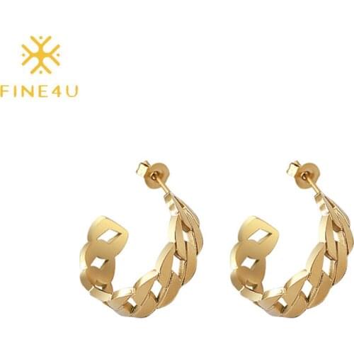 FINE4U E271 Small Hoop Earrings for Women Girls Fashion Hollow-out Texture Huggie Hoops Hypoallergenic Earrings
