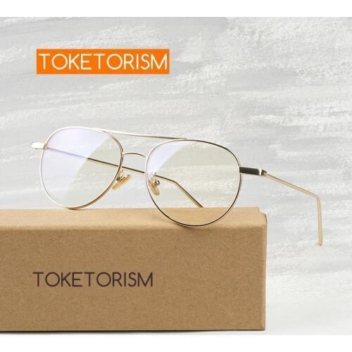 Toketorism Pilot Style Metal Frame Vintage Double Bridge Eyewear Frames Men Women Clear Lenses 1181